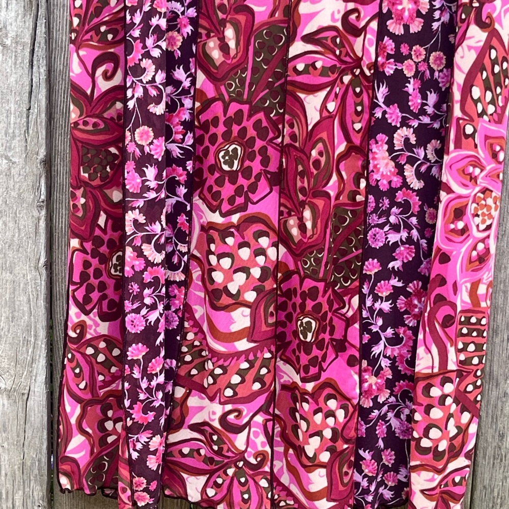 Johnny Was Pink Maroon Floral V‑Neck Maxi Dress - Picture 6 of 8